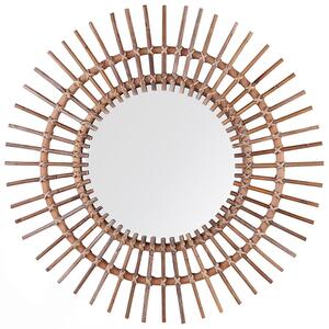 Lustro ścienne nowoczesne boho piaskowy beż dekoracyjne rattan ø 76 cm Stenen Beliani