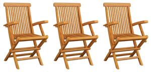 Krzesła ogrodowe, 3 szt., lite drewno tekowe