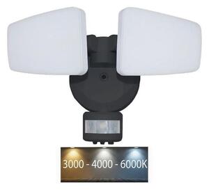 NEDES Naświetlacz zewnętrzny LED z czujnikiem LED/24W/230V 3000/4000/6000K IP54 czarny ND3873