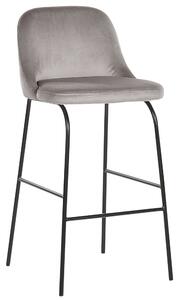 Zestaw 2 krzeseł barowych tapicerowanych welurowy metalowe nóżki szary Nekoma Beliani