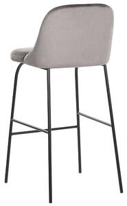 Zestaw 2 krzeseł barowych tapicerowanych welurowy metalowe nóżki szary Nekoma Beliani