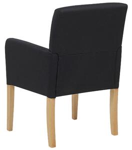 Krzesło tapicerowane do jadalni drewniane nóżki czarna tapicerka Rockefeller Beliani