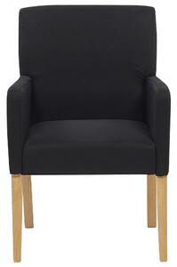 Krzesło tapicerowane do jadalni drewniane nóżki czarna tapicerka Rockefeller Beliani