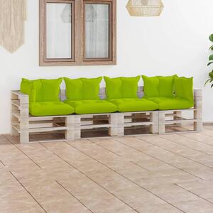 Sofa 4-os. z palet, z poduszkami, drewno sosnowe