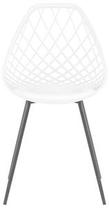 Zestaw 2 krzeseł do jadalni biały metalowe nogi ażurowe oparcie syntetyczne Canton Beliani