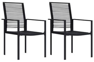Krzesła ogrodowe, 2 szt., rattan pvc, czarne