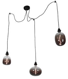 Czarna lampa wisząca 3-punktowa z przydymioną mieszanką LED z możliwością ściemniania - Cava Luxe Oswietlenie wewnetrzne