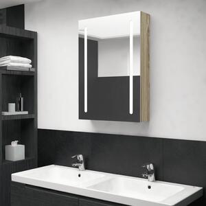 Szafka łazienkowa z lustrem i LED, kolor dębu, 50x13x70 cm