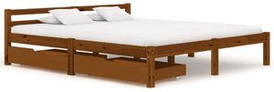Rama łóżka z 2 szufladami, miodowy brąz, sosna, 160 x 200 cm