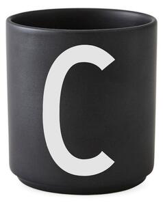 Czarny porcelanowy kubek Design Letters Alphabet C, 250 ml