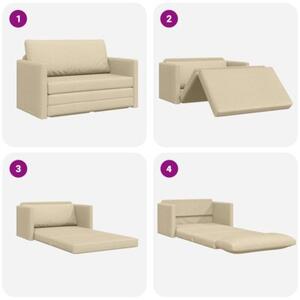 Sofa bed kremowy 124 x 71 x 78 cm tkanina