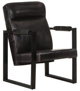 Fotel z prawdziwej, koziej skóry, 60x75x90 cm, czarny