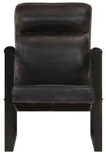 Fotel z prawdziwej, koziej skóry, 60x75x90 cm, czarny