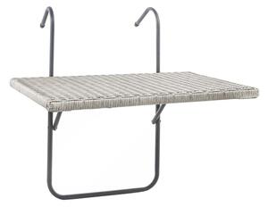 HI Składany stolik balkonowy, stylizowany na wiklinę, 60x40 cm, szary