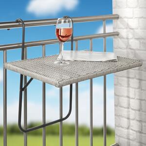 HI Składany stolik balkonowy, stylizowany na wiklinę, 60x40 cm, szary