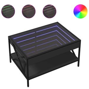 Stolik kawowy z LED infinity, czarny, 70x50x38 cm