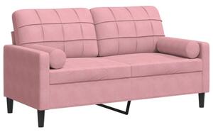 Sofa 2-osobowa z poduszkami, rÃ³Å¼owa, 140 cm, aksamit