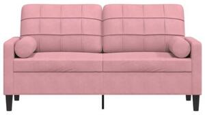 Sofa 2-osobowa z poduszkami, rÃ³Å¼owa, 140 cm, aksamit