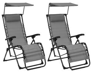 Składane krzesła tarasowe, 2 szt., tworzywo textilene, szare