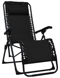 Składane krzesła tarasowe, 2 szt., czarne, tworzywo textilene