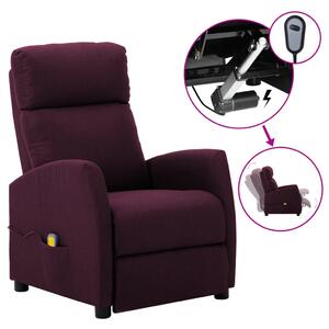 Rozkładany fotel masujący, elektryczny, fioletowy, tkanina