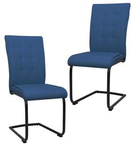 Wspornikowe krzesła stołowe, 2 szt., niebieskie, tkanina