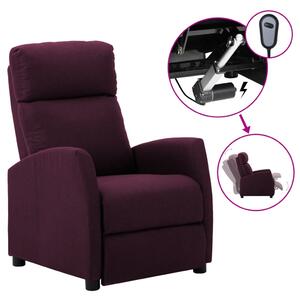 Elektryczny fotel rozkładany, fioletowy, obity tkaniną