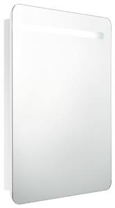 Szafka łazienkowa z lustrem i LED, biel z połyskiem 60x11x80 cm