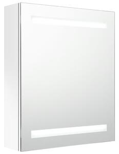 Szafka łazienkowa z lustrem i LED, lśniąca biel, 50x14x60 cm