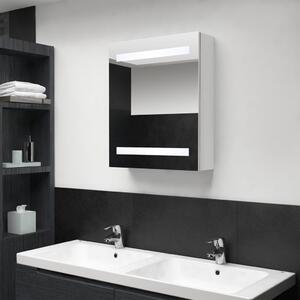 Szafka łazienkowa z lustrem i LED, lśniąca biel, 50x14x60 cm