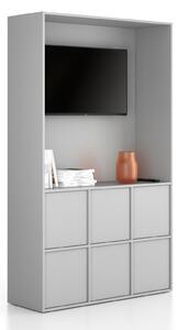 Szafka biurowa FRAME, 6x drzwi, z wnęką, 1299 x 450 x 2162 mm, PUSH-lock, szara