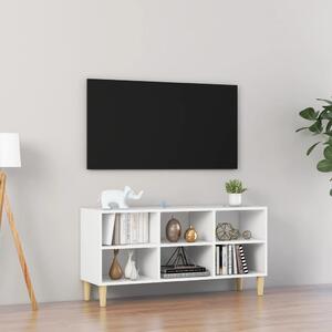 Szafka TV z drewnianymi nóżkami, biała, 103,5 x 30 x 50 cm