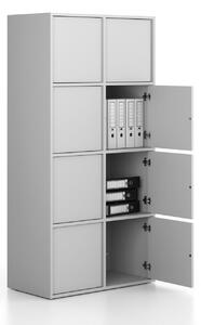 Szafka biurowa FRAME, 8x drzwi, 872 x 450 x 1735 mm, PUSH-lock, szary