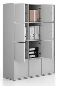 Szafa biurowa FRAME, 12x drzwi, 1299 x 450 x 1735 mm, PUSH-lock, szara