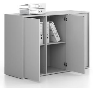 Szafa biurowa FRAME, niska, 3 drzwi, 1299 x 450 x 881 mm, PUSH-lock, szary