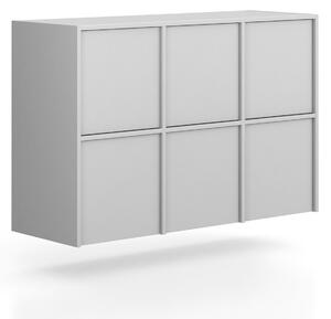 Nadstawka do szaf FRAME, 6x drzwi, 1299 x 450 x 854 mm, PUSH-lock, szara