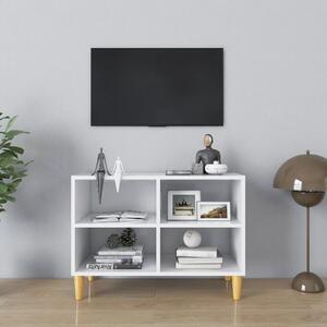 Szafka pod TV z drewnianymi nóżkami, biała, 69,5x30x50 cm