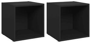 Szafki pod TV, 2 szt., czarne, 37x35x37 cm, płyta wiórowa
