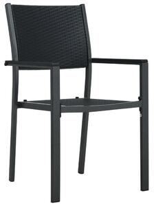Krzesła ogrodowe, 4 szt., czarne, plastik stylizowany na rattan