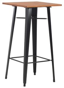 Stolik barowy, czarny, 60x60x108 cm, lite drewno sosnowe i stal