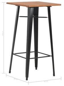 Stolik barowy, czarny, 60x60x108 cm, lite drewno sosnowe i stal