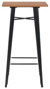Stolik barowy, czarny, 60x60x108 cm, lite drewno sosnowe i stal