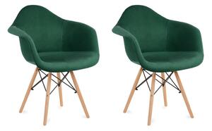 Konsimo Sp. z o.o. Sp. k. ZESTAW 2x Krzesło do jadalni NEREA 80x60,5 cm zielone/buk KO0112