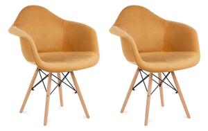 Konsimo Sp. z o.o. Sp. k. ZESTAW 2x Krzesło do jadalni NEREA 80x60,5 cm żółte/buk KO0111