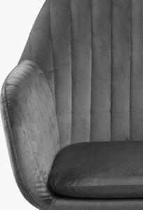 Krzesło z podłokietnikami z aksamitu i metalowymi nogami Emilia