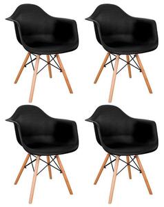 Konsimo Sp. z o.o. Sp. k. ZESTAW 4x Krzesło do jadalni NEREA 81x61 cm czarne/buk KO0161