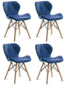 Konsimo Sp. z o.o. Sp. k. ZESTAW 4x Krzesło do jadalni TRIGO 74x48 cm ciemnoniebieskie/buk KO0149