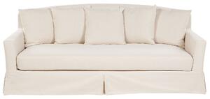 Sofa 3-odobowa tapicerowana beżowa z falbaną drewniane nóżki Gilja Beliani