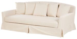 Sofa 3-odobowa tapicerowana beżowa z falbaną drewniane nóżki Gilja Beliani