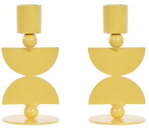 Zestaw 2 świeczników dekoracje akcesoria żelazo boho design żółte Daphini Beliani